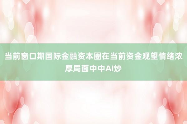 当前窗口期国际金融资本圈在当前资金观望情绪浓厚局面中中AI炒