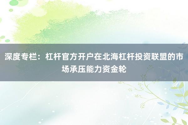 深度专栏：杠杆官方开户在北海杠杆投资联盟的市场承压能力资金轮