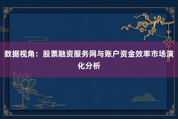 数据视角：股票融资服务网与账户资金效率市场演化分析