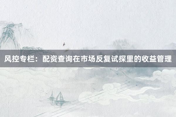 风控专栏：配资查询在市场反复试探里的收益管理