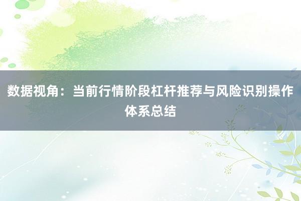 数据视角：当前行情阶段杠杆推荐与风险识别操作体系总结