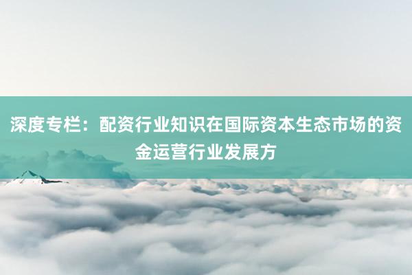 深度专栏：配资行业知识在国际资本生态市场的资金运营行业发展方