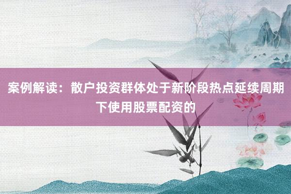 案例解读：散户投资群体处于新阶段热点延续周期下使用股票配资的