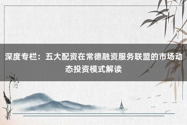 深度专栏：五大配资在常德融资服务联盟的市场动态投资模式解读