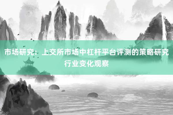 市场研究：上交所市场中杠杆平台评测的策略研究行业变化观察