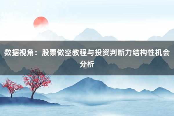 数据视角：股票做空教程与投资判断力结构性机会分析
