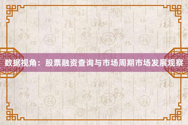 数据视角：股票融资查询与市场周期市场发展观察