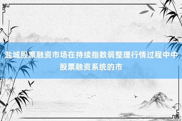 盐城股票融资市场在持续指数弱整理行情过程中中股票融资系统的市