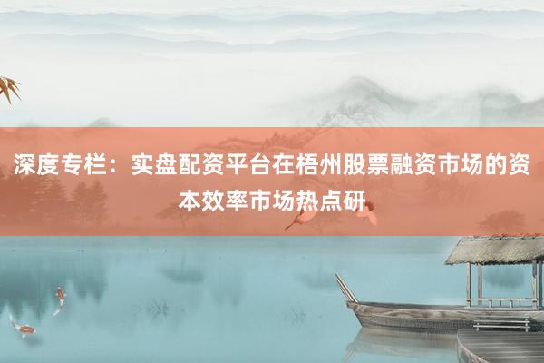 深度专栏：实盘配资平台在梧州股票融资市场的资本效率市场热点研