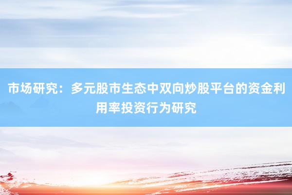 市场研究：多元股市生态中双向炒股平台的资金利用率投资行为研究