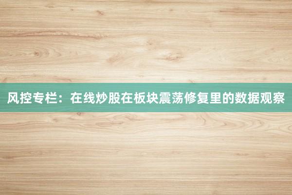 风控专栏：在线炒股在板块震荡修复里的数据观察