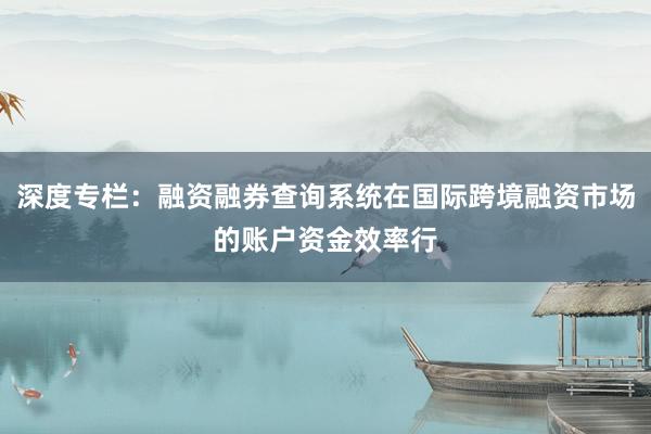 深度专栏：融资融券查询系统在国际跨境融资市场的账户资金效率行