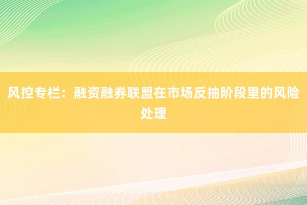 风控专栏：融资融券联盟在市场反抽阶段里的风险处理