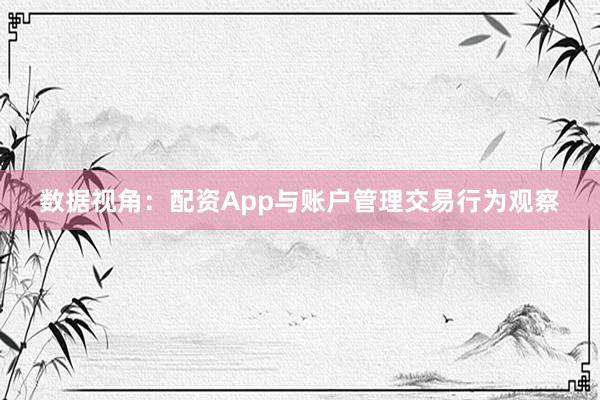 数据视角：配资App与账户管理交易行为观察
