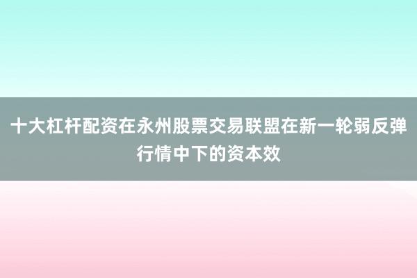 十大杠杆配资在永州股票交易联盟在新一轮弱反弹行情中下的资本效