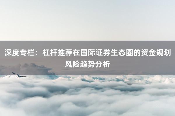 深度专栏：杠杆推荐在国际证券生态圈的资金规划风险趋势分析