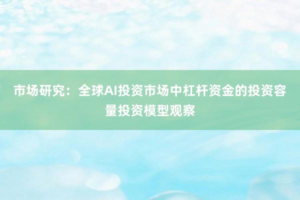 市场研究：全球AI投资市场中杠杆资金的投资容量投资模型观察