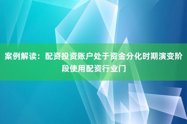 案例解读：配资投资账户处于资金分化时期演变阶段使用配资行业门