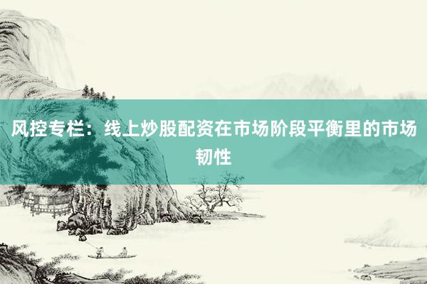 风控专栏：线上炒股配资在市场阶段平衡里的市场韧性