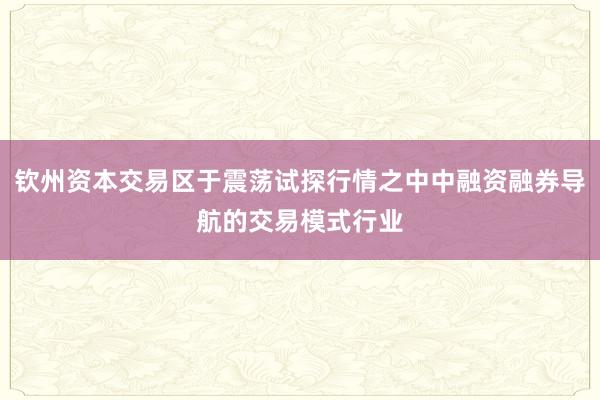 钦州资本交易区于震荡试探行情之中中融资融券导航的交易模式行业