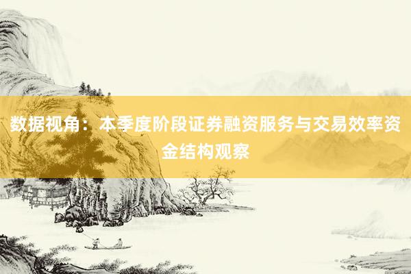 数据视角：本季度阶段证券融资服务与交易效率资金结构观察