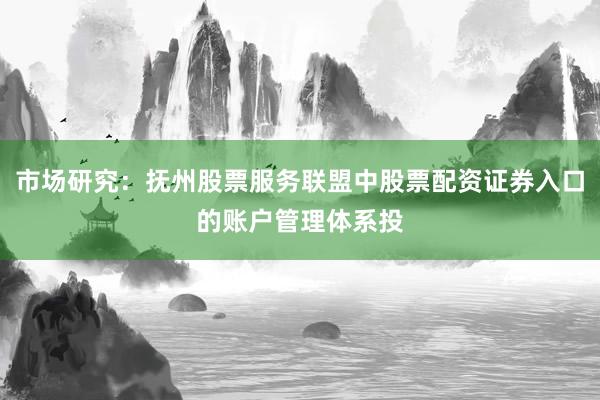 市场研究：抚州股票服务联盟中股票配资证券入口的账户管理体系投