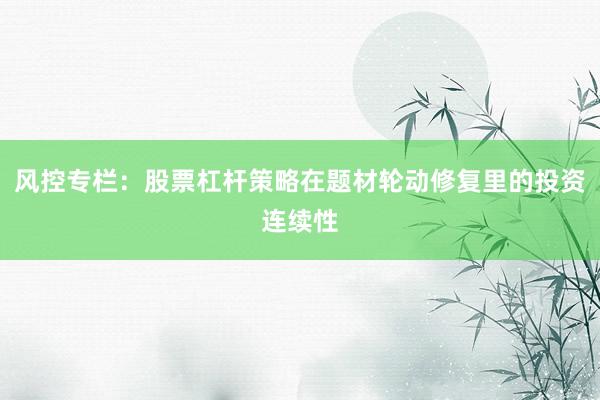 风控专栏：股票杠杆策略在题材轮动修复里的投资连续性
