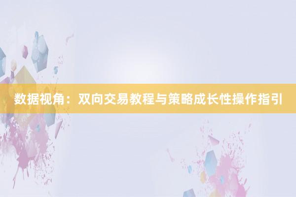 数据视角：双向交易教程与策略成长性操作指引