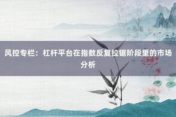 风控专栏：杠杆平台在指数反复拉锯阶段里的市场分析