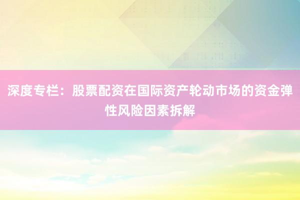深度专栏：股票配资在国际资产轮动市场的资金弹性风险因素拆解