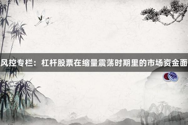 风控专栏：杠杆股票在缩量震荡时期里的市场资金面
