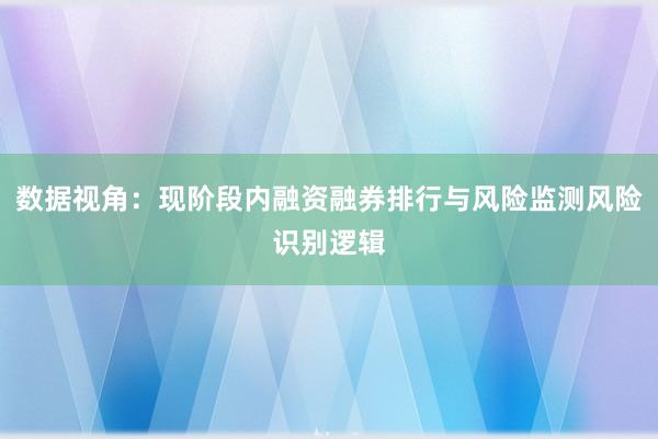 数据视角：现阶段内融资融券排行与风险监测风险识别逻辑