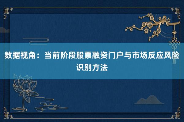 数据视角：当前阶段股票融资门户与市场反应风险识别方法