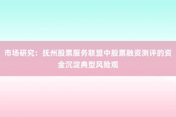 市场研究：抚州股票服务联盟中股票融资测评的资金沉淀典型风险观