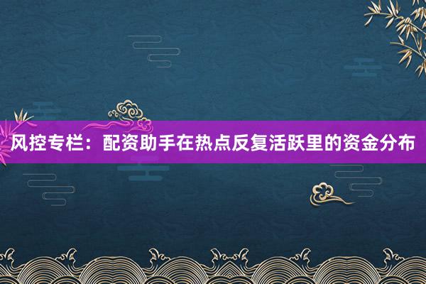 风控专栏：配资助手在热点反复活跃里的资金分布