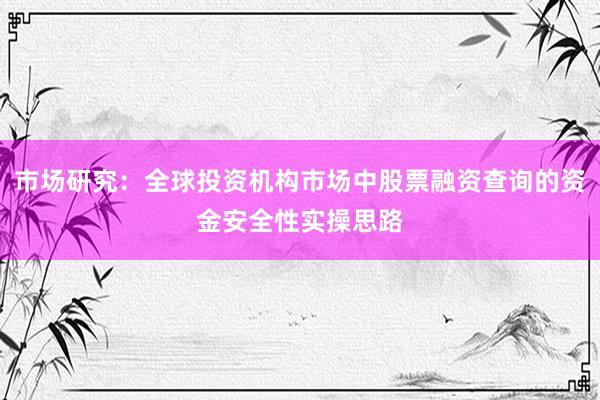 市场研究：全球投资机构市场中股票融资查询的资金安全性实操思路