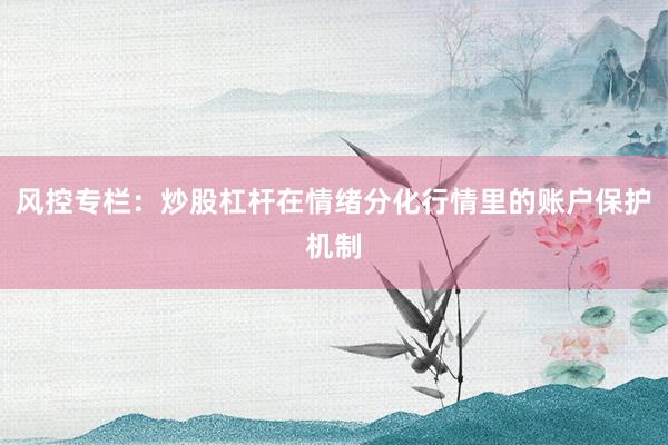 风控专栏：炒股杠杆在情绪分化行情里的账户保护机制