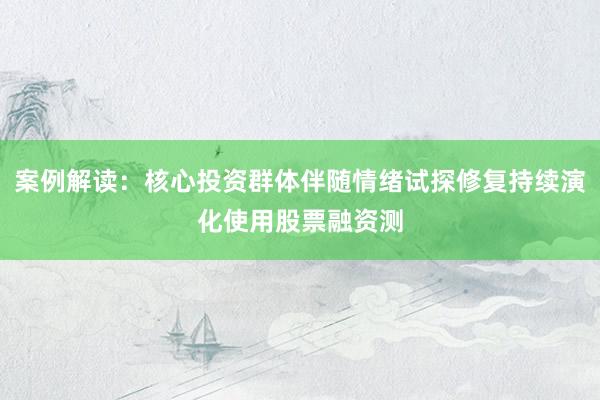 案例解读：核心投资群体伴随情绪试探修复持续演化使用股票融资测