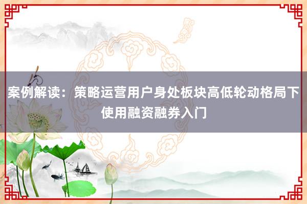 案例解读：策略运营用户身处板块高低轮动格局下使用融资融券入门