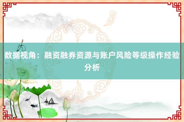 数据视角：融资融券资源与账户风险等级操作经验分析