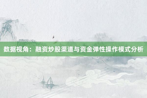 数据视角：融资炒股渠道与资金弹性操作模式分析