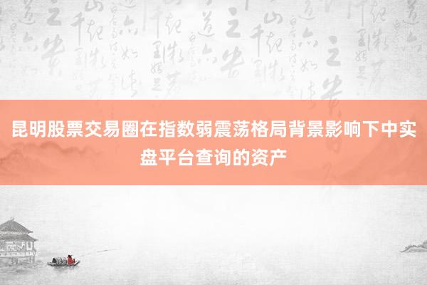 昆明股票交易圈在指数弱震荡格局背景影响下中实盘平台查询的资产