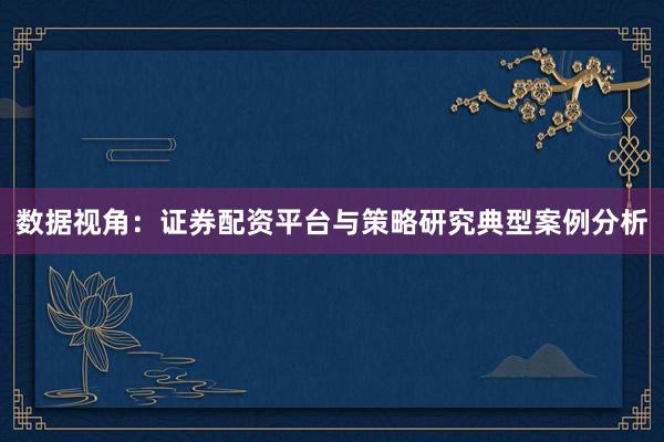 数据视角：证券配资平台与策略研究典型案例分析