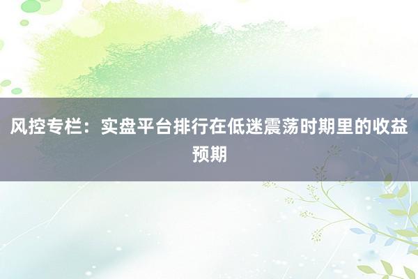 风控专栏：实盘平台排行在低迷震荡时期里的收益预期
