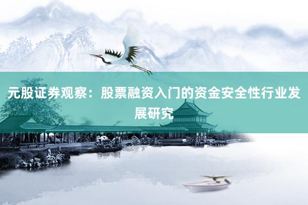 元股证券观察：股票融资入门的资金安全性行业发展研究