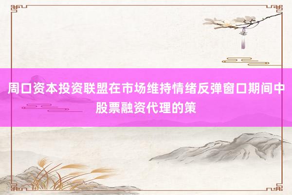 周口资本投资联盟在市场维持情绪反弹窗口期间中股票融资代理的策