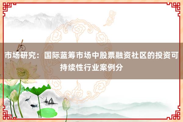 市场研究：国际蓝筹市场中股票融资社区的投资可持续性行业案例分