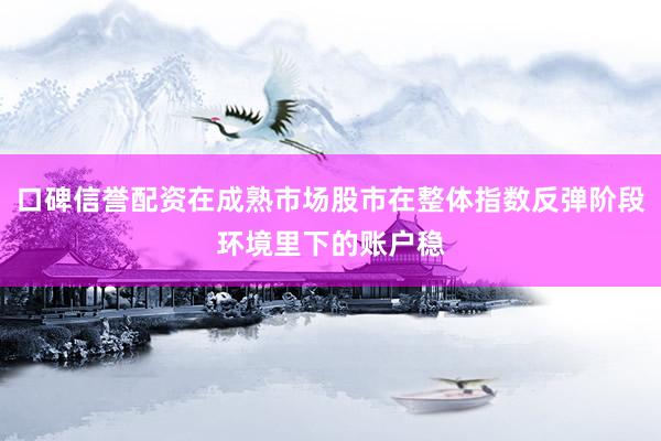 口碑信誉配资在成熟市场股市在整体指数反弹阶段环境里下的账户稳
