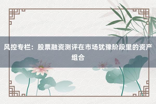 风控专栏：股票融资测评在市场犹豫阶段里的资产组合