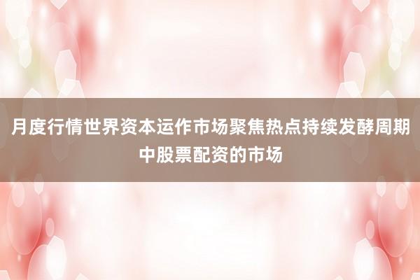 月度行情世界资本运作市场聚焦热点持续发酵周期中股票配资的市场